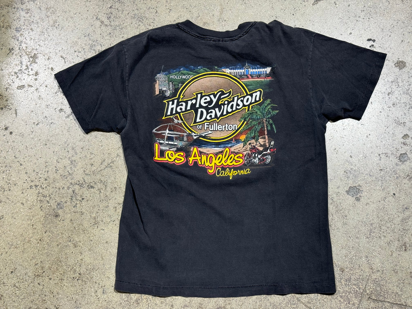 90s Harley Davidson Los Angeles Tee - Faded Black Size Large