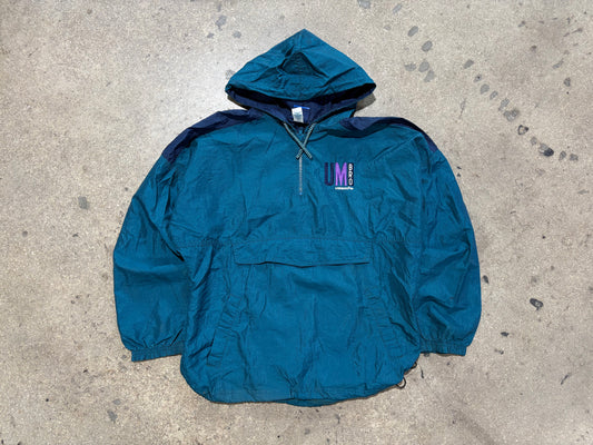 90s Umbro Kangaroo Pocket Windbreaker Jacket - Teal/ Navy Size Medium