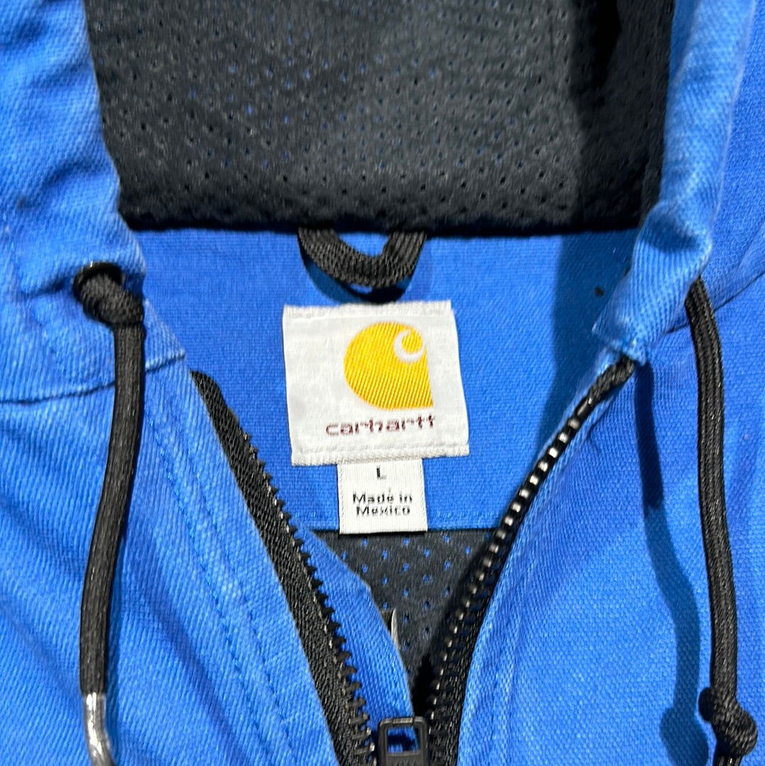 Bootleg Carhartt Hooded Jacket - Royal Blue Size Large