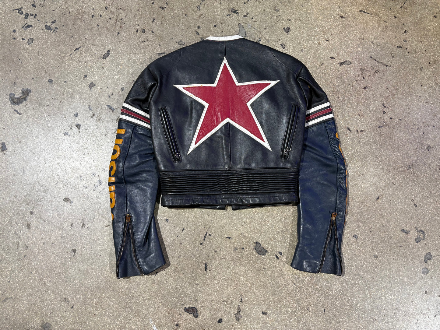 Vanson Star Leather Motorcycle Jacket - Red/Black Size 34