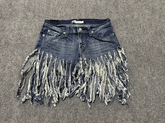 Levis Shredded Tassel Denim Shorts - Blue Size 28