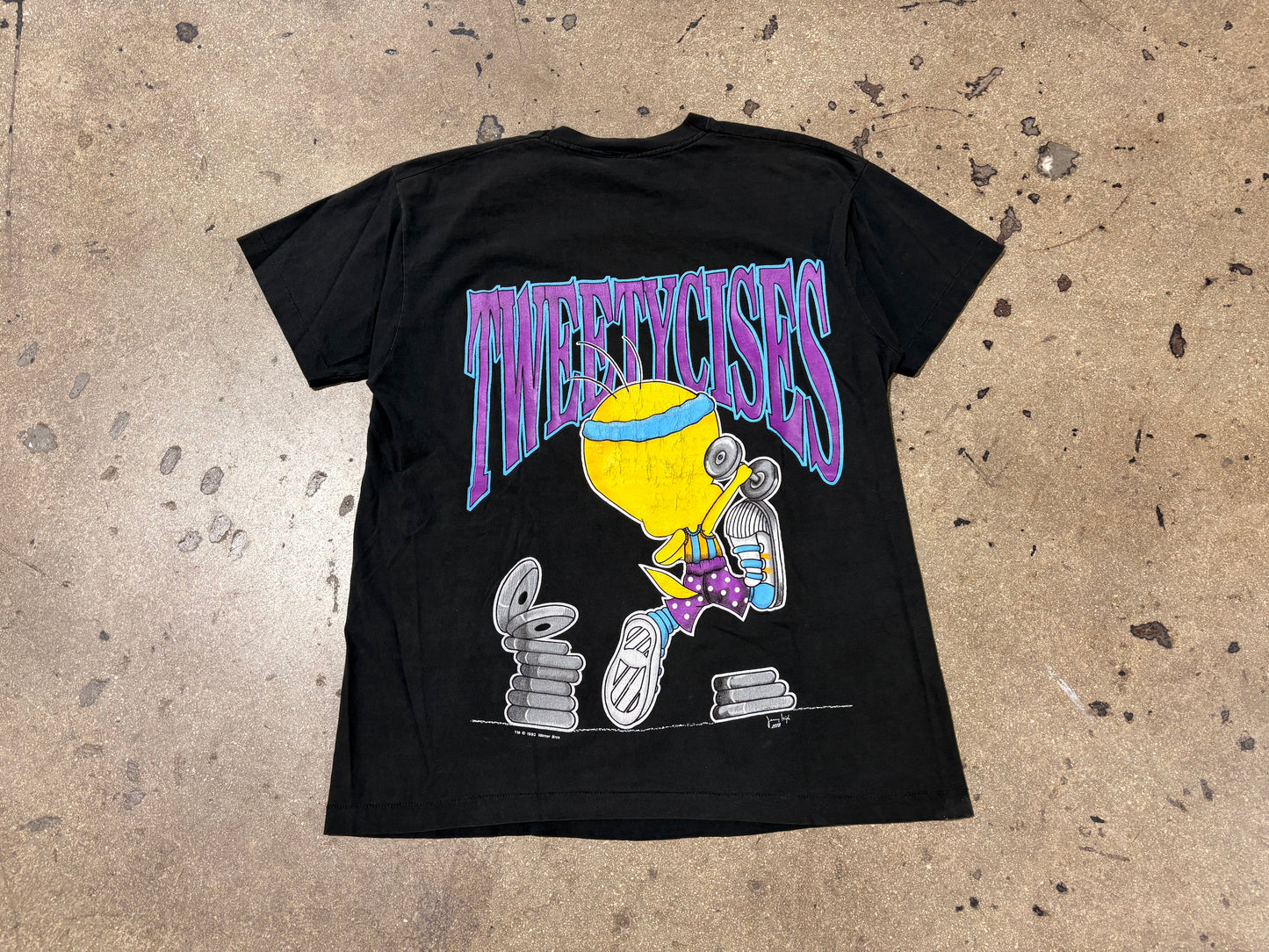 1993 Tweety Bird Work Out Tee - Black Size XL