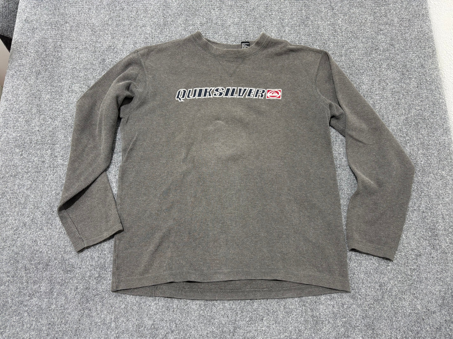 Quiksilver Ribbed Long Sleeve Shirt - Grey Size Medium