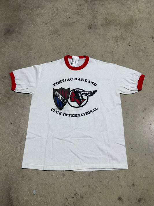 Pontiac Oakland Club International Ringer Tee - White/Red Size Large