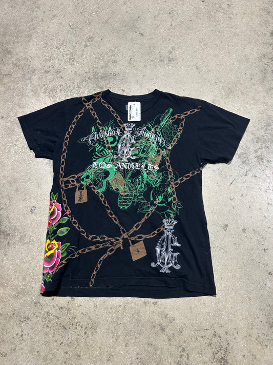 Christian Audigier AOP Chain Tee - Black Size XL