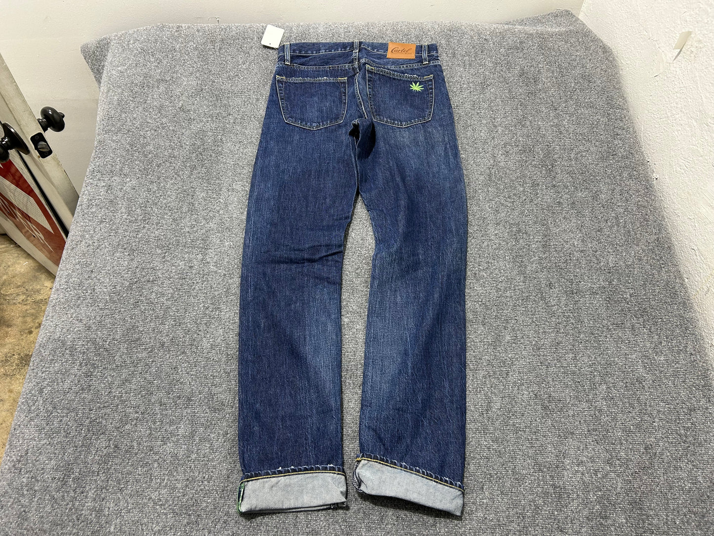 Cartel Blue Weed Leaf Selvedge Denim Jeans - Navy Size 32x34