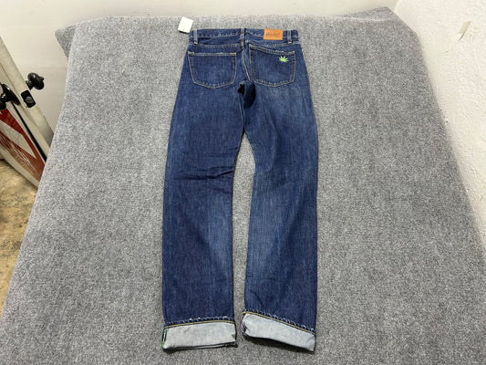 Cartel Blue Weed Leaf Selvedge Denim Jeans - Navy Size 32x34