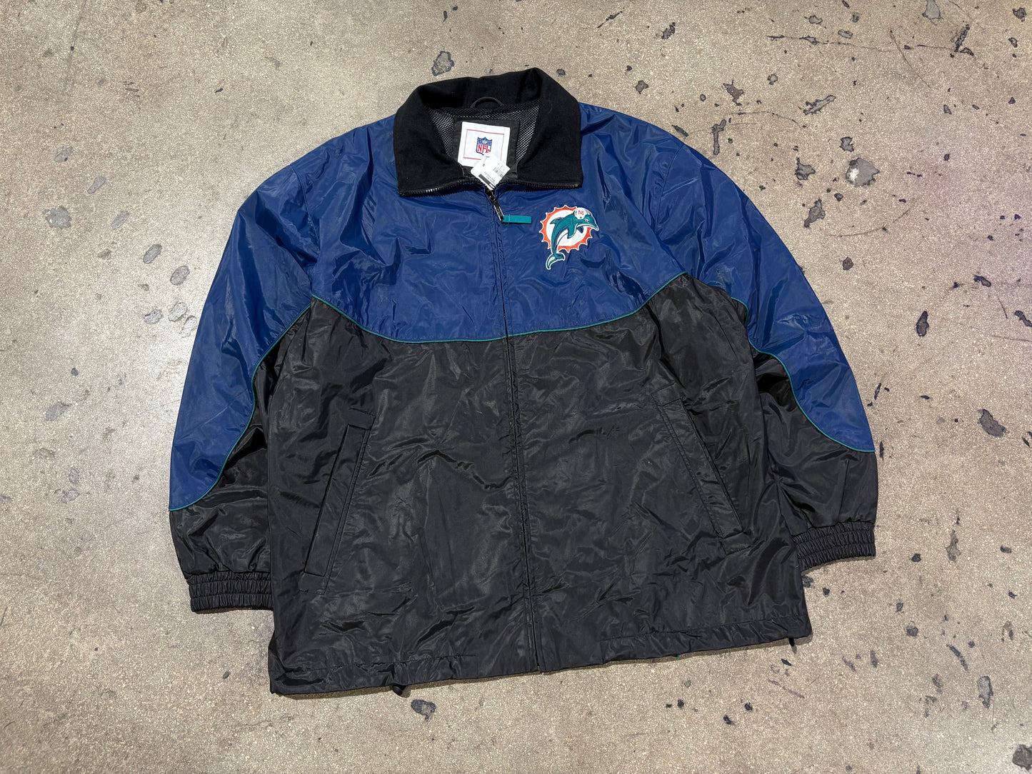 Miami Dolphins Rain Jacket - Navy/ Black Size Large