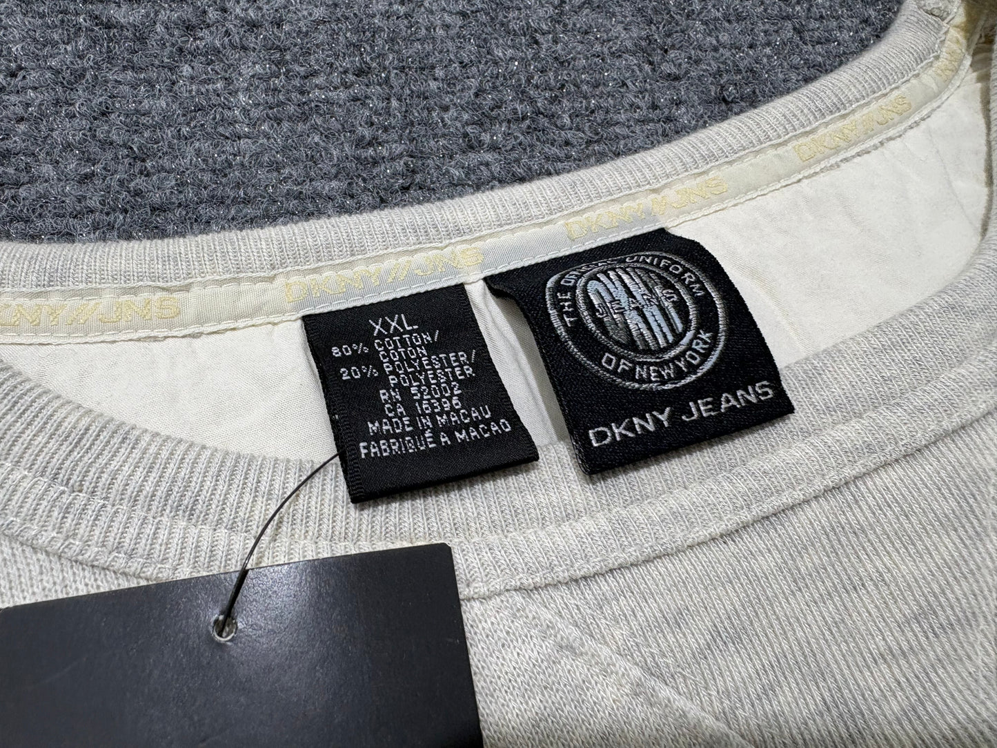 DKNY Jeans Spell Out Logo Crewneck - Gray Size XXL