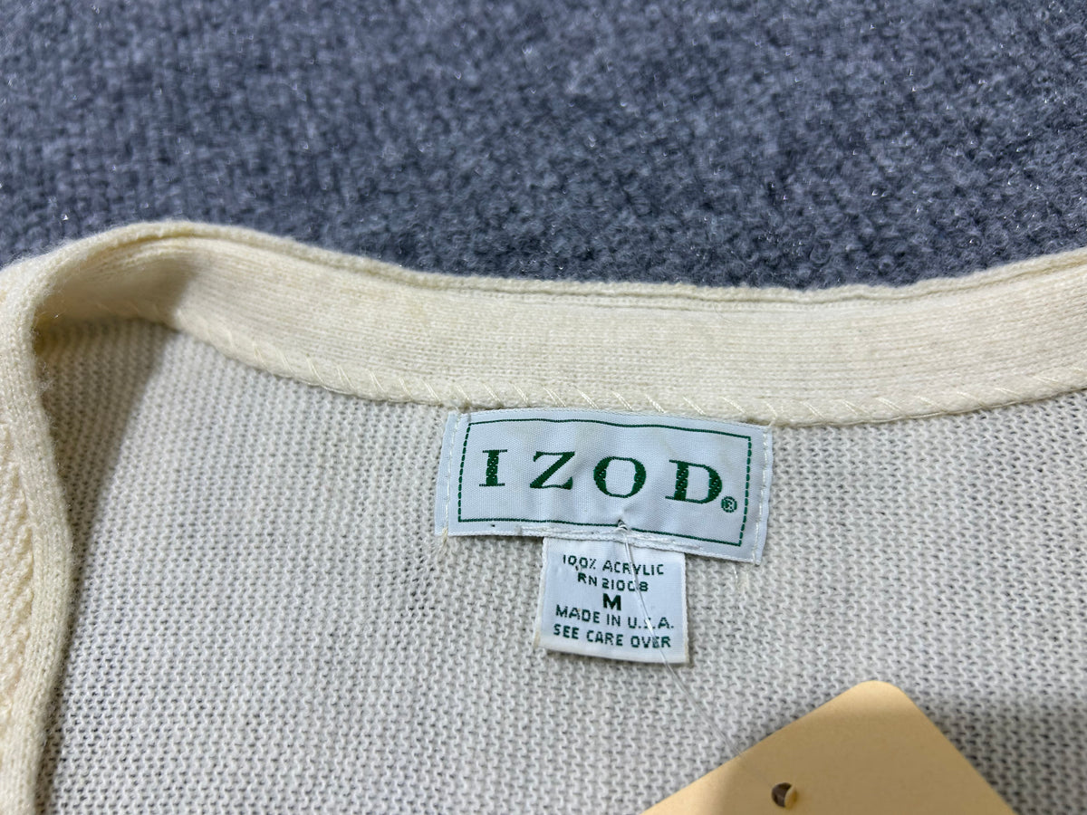 Izod Knitted Sweater Jacket - Cream Size Medium