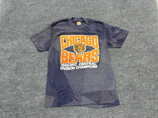 1985 Faded Chicago Bears NFC Central Champs Tee - Navy Size Large