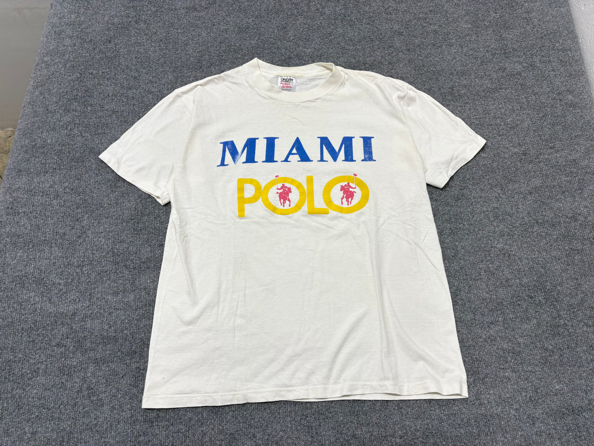 Miami Polo Logo Tee - White Size XL