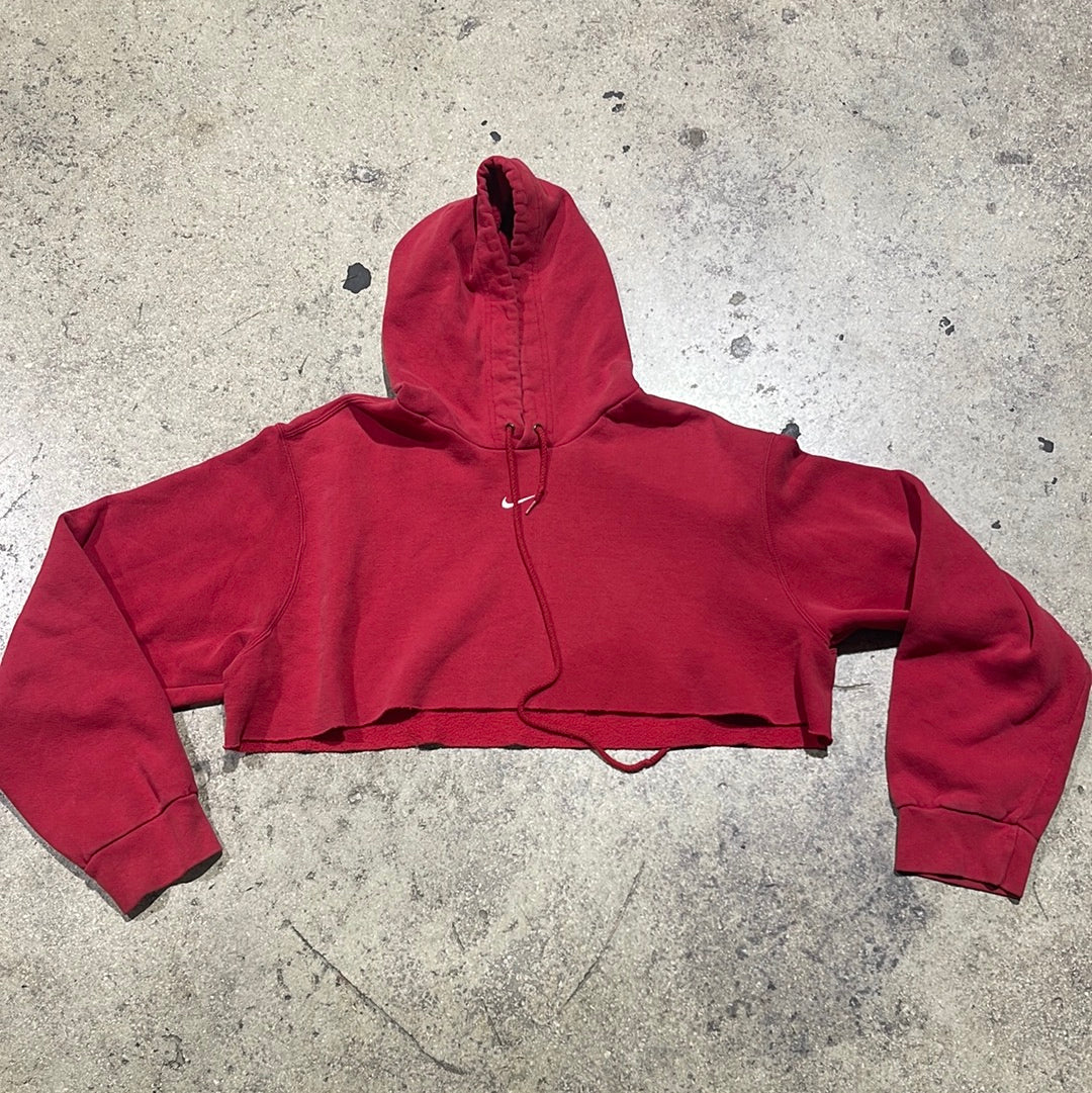 Women's Nike Center Swoosh Cropped Hoodie - Red Size Large