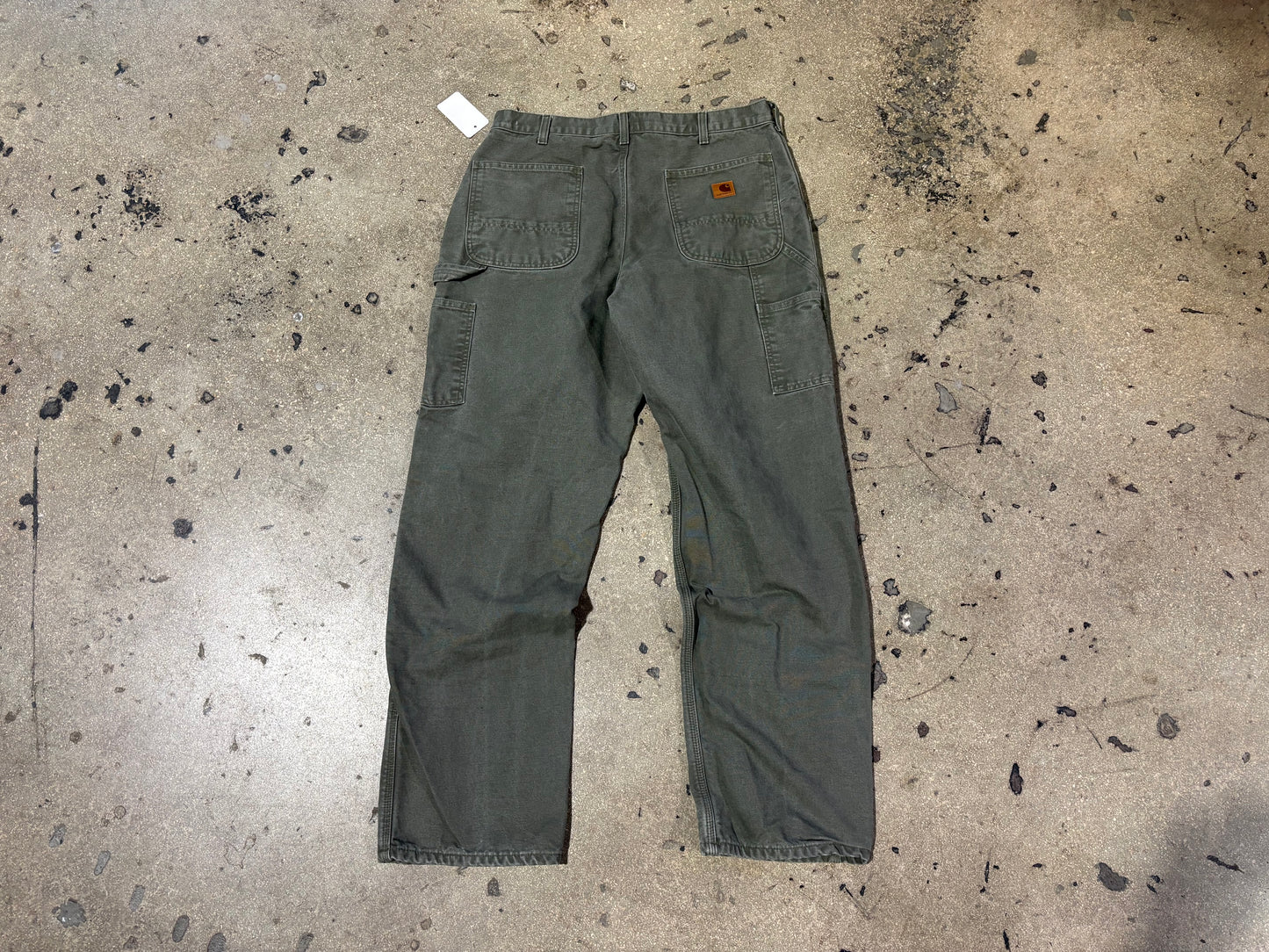 Carhartt Flannel Lined Carpenter Work Pants - Olive Size 36 x 32