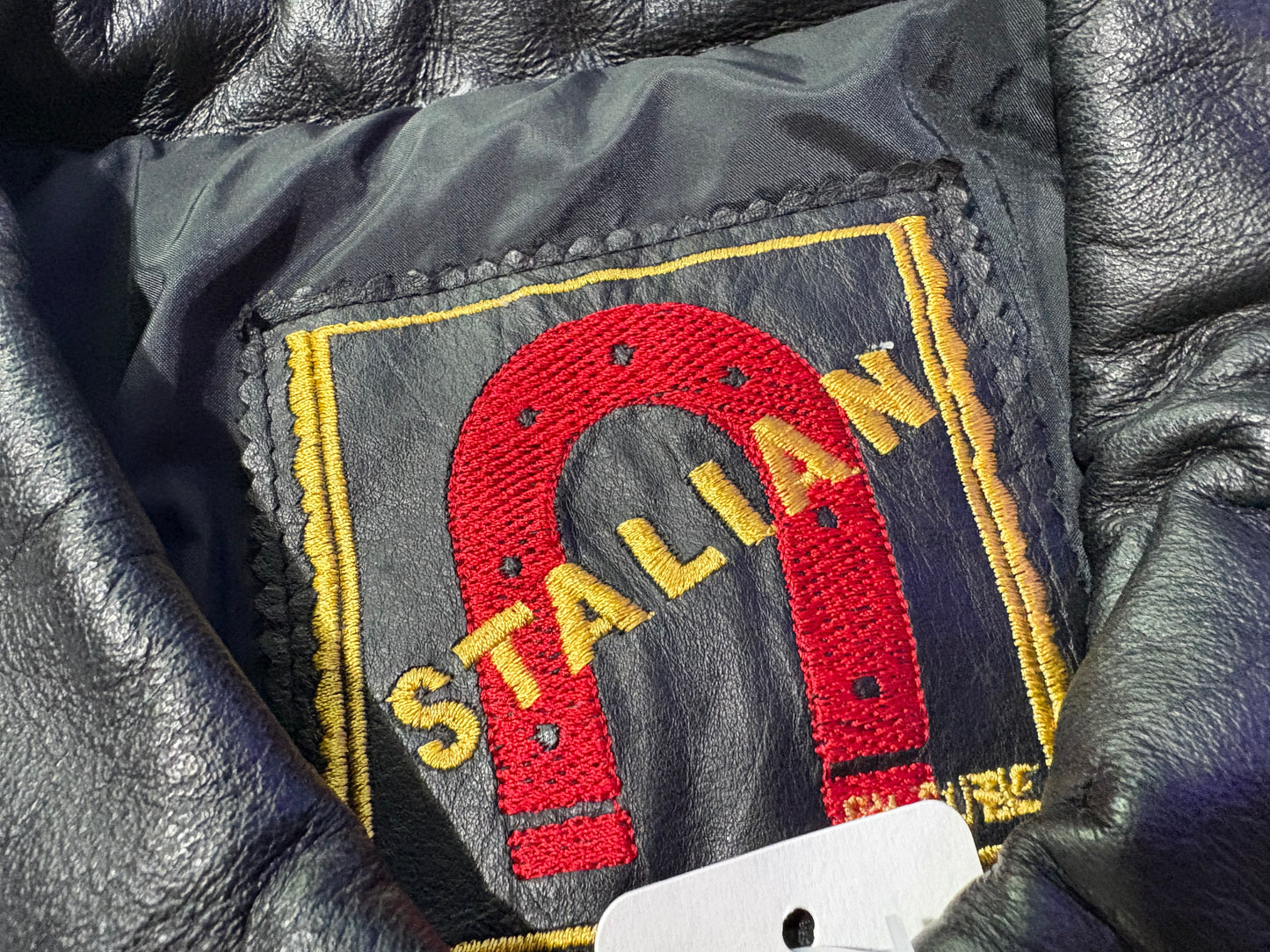 Stalian Casino Jackpot Leather Jacket - Black/White Size Large