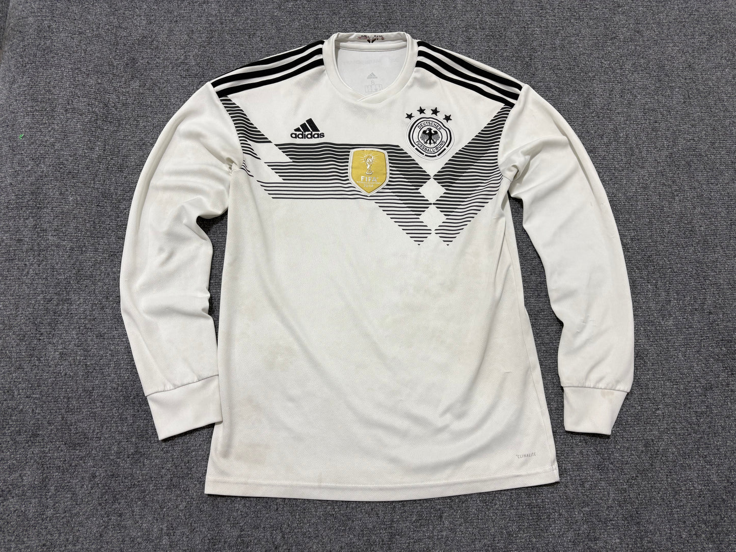 2014 Adidas Germany Long Sleeve Soccer Jersey - White Size Small