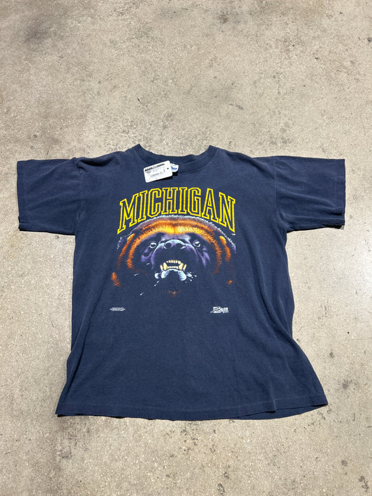 90s Salem Michigan Wolverines 3D Tee - Navy Size Large