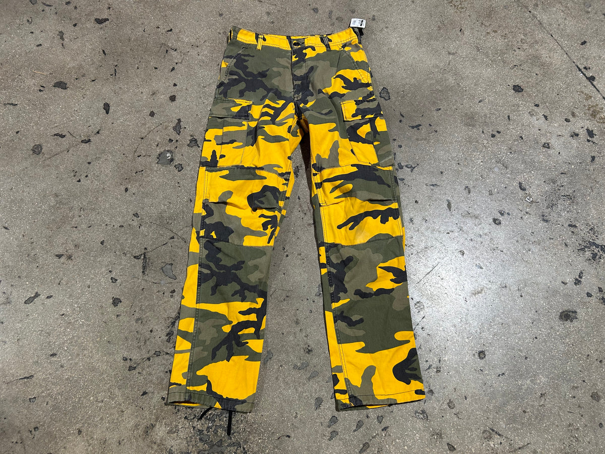 Army Camo Cargo Pants - Yellow/Black Size Small