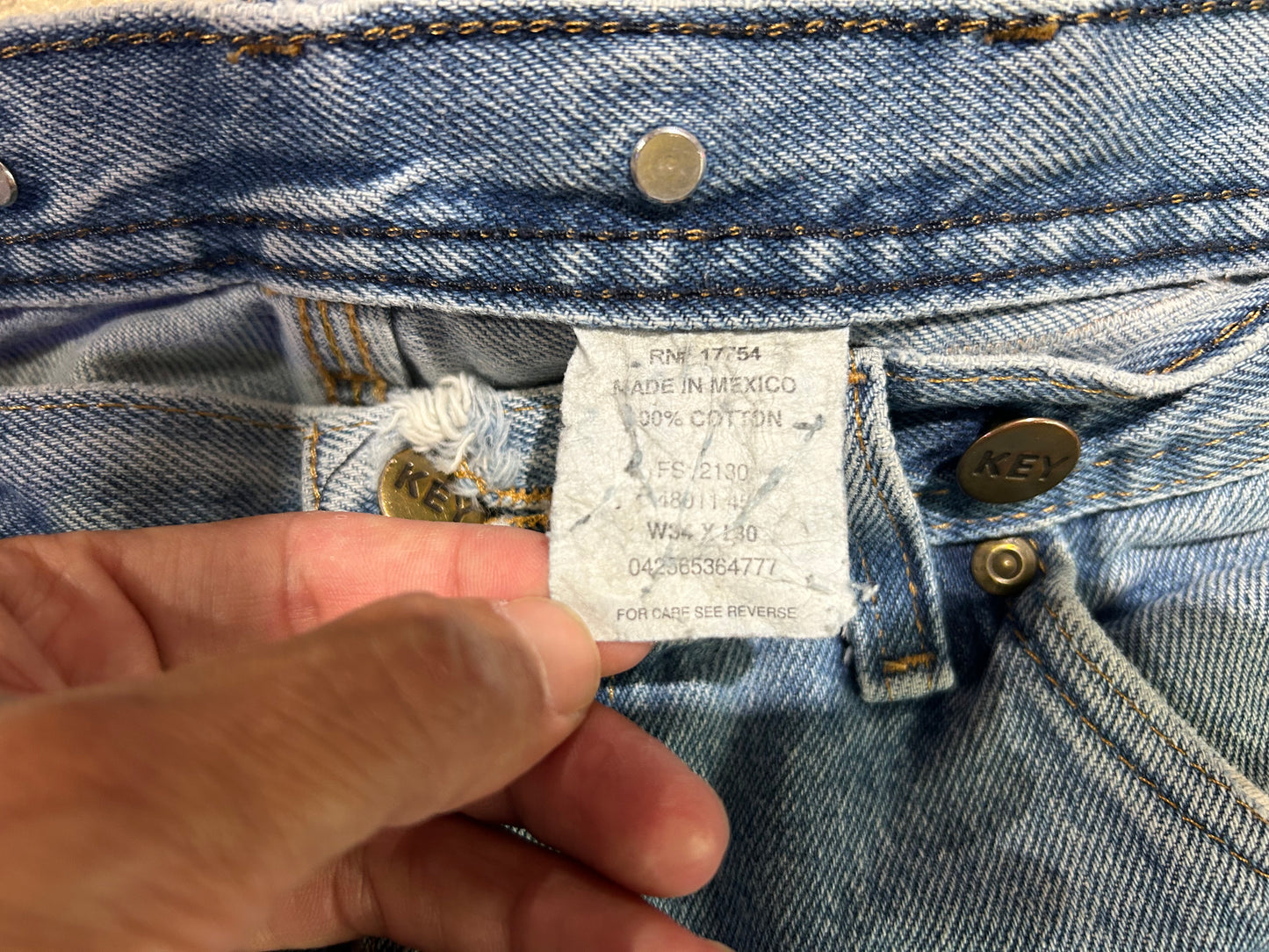 Thrashed Key Double Knee Carpenter Jeans - Blue Size 34