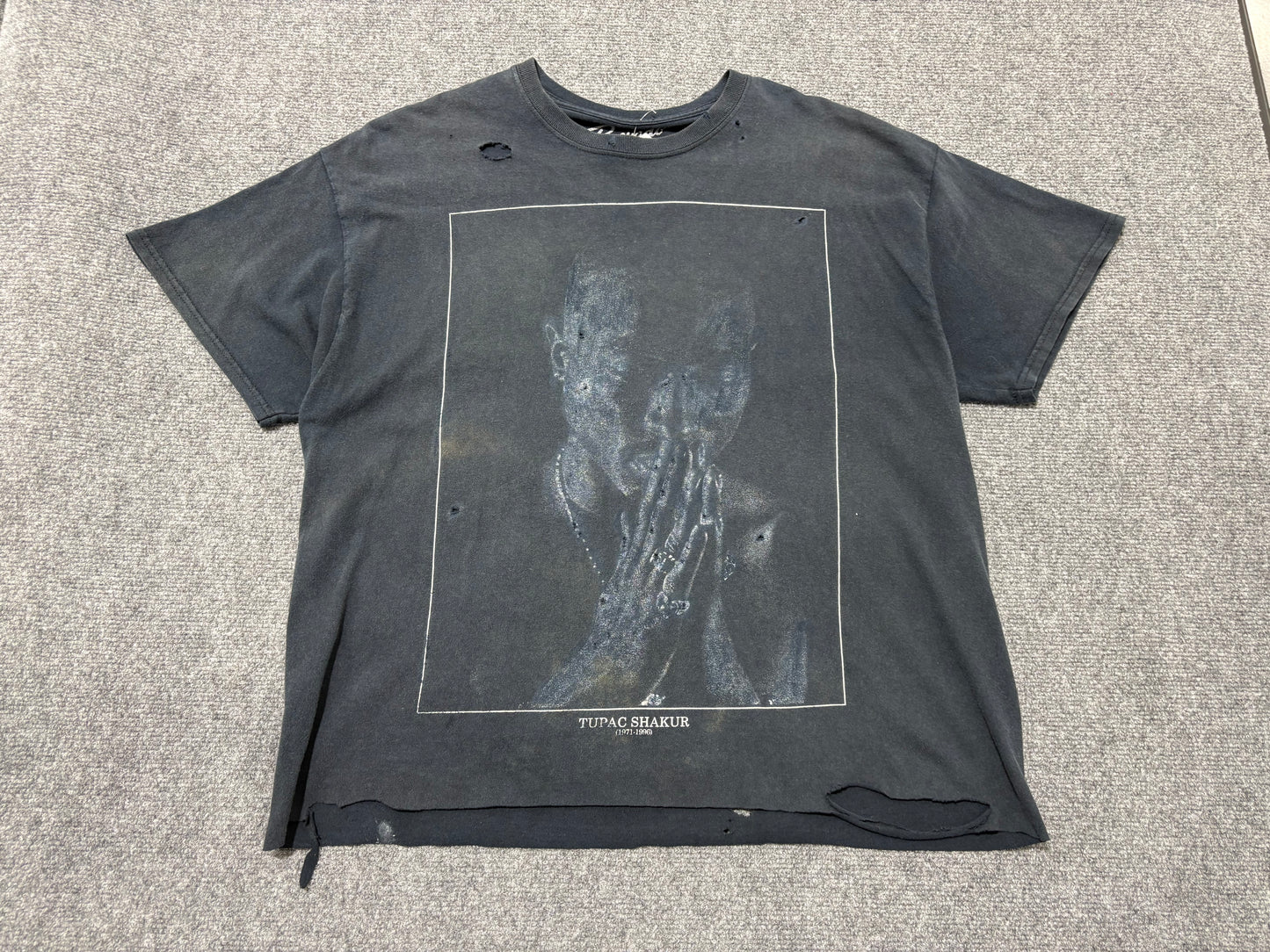 Distressed/ Thrashed Tupac Memorial Tee - Black Size XL