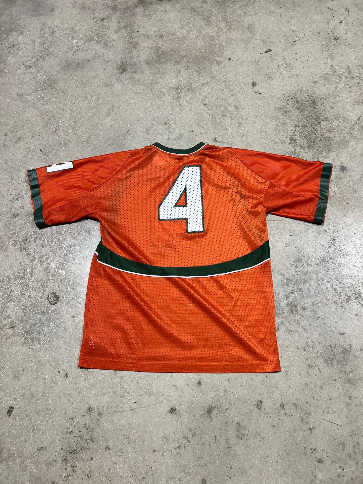 Miami Hurricanes #4 Football Jersey - Orange Size Kids Large