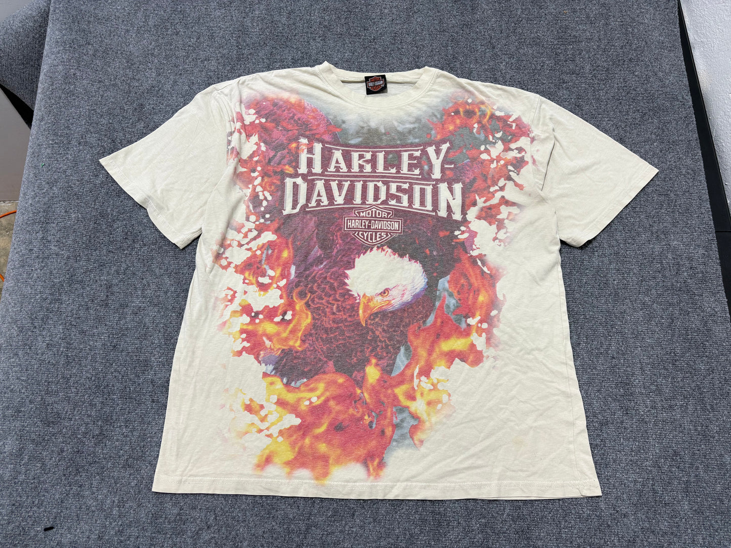 2005 Harley Davidson AOP Big Eagle Tee - Cream Size XXL