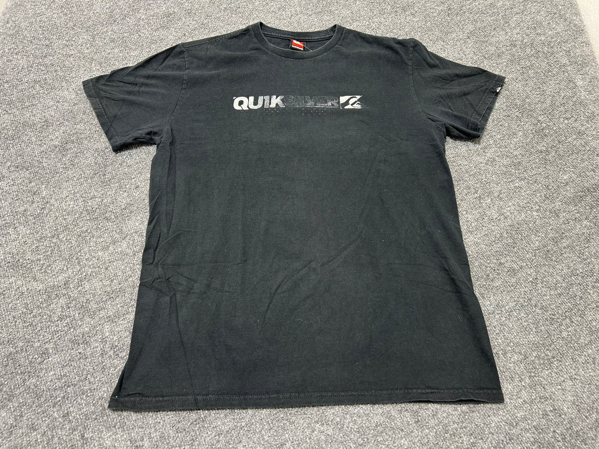 Quicksilver Spell Out Logo Tee - Black Size Large