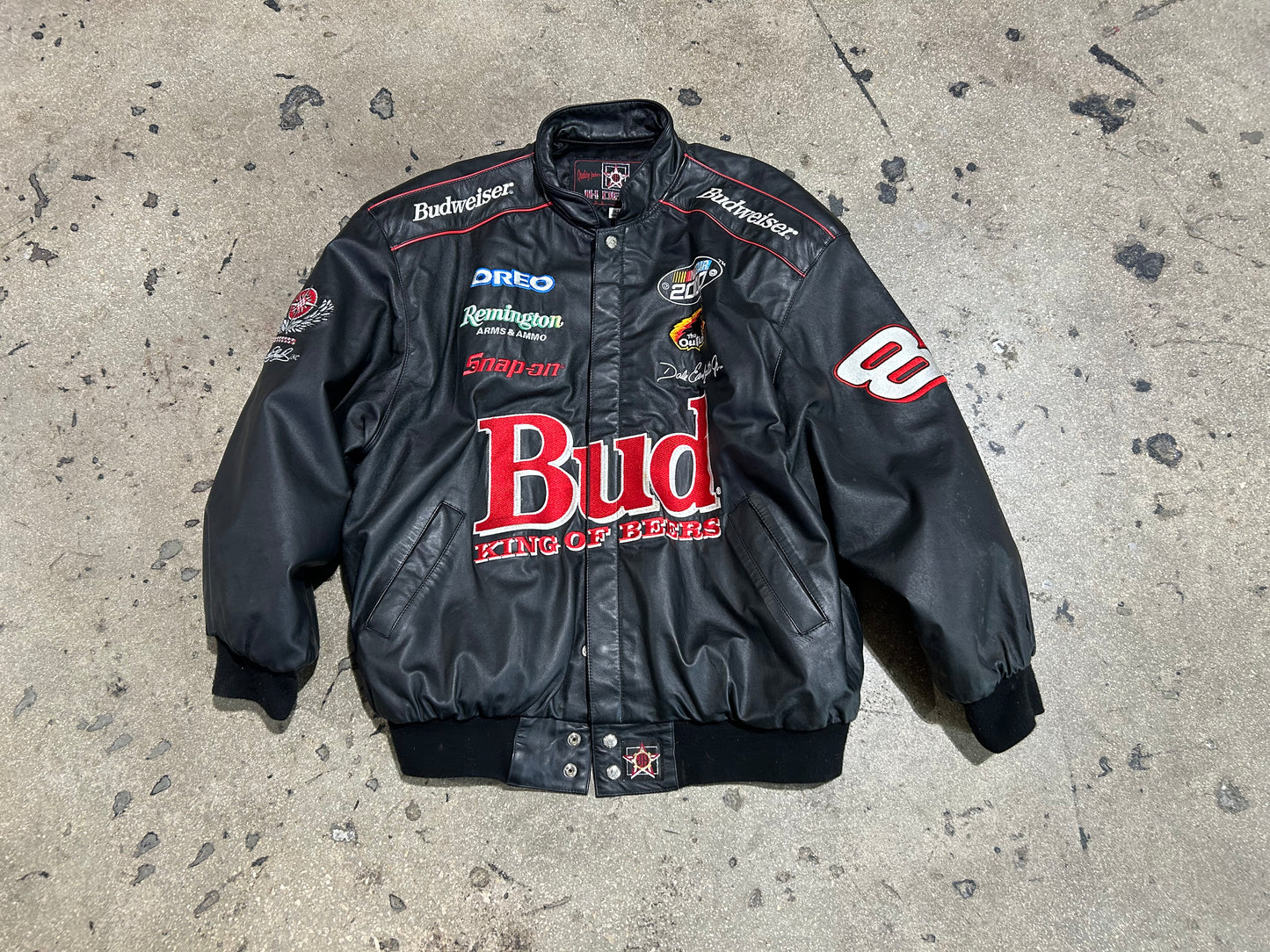 JH Design Bud King Of Beers Leather Racing Jacket - Black Size XL