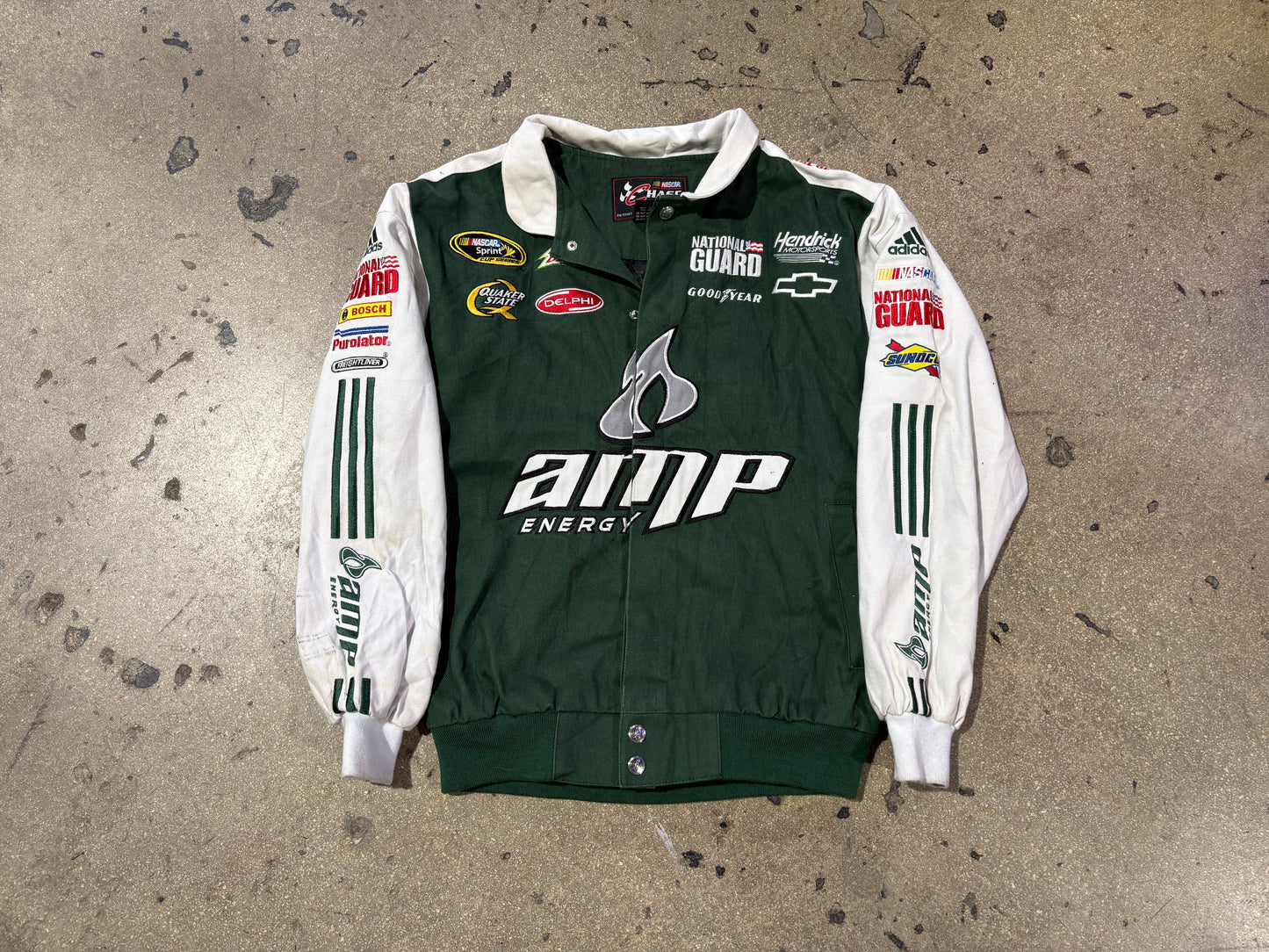 Adidas Chase AMP Racing Jacket - Green / White Size Small