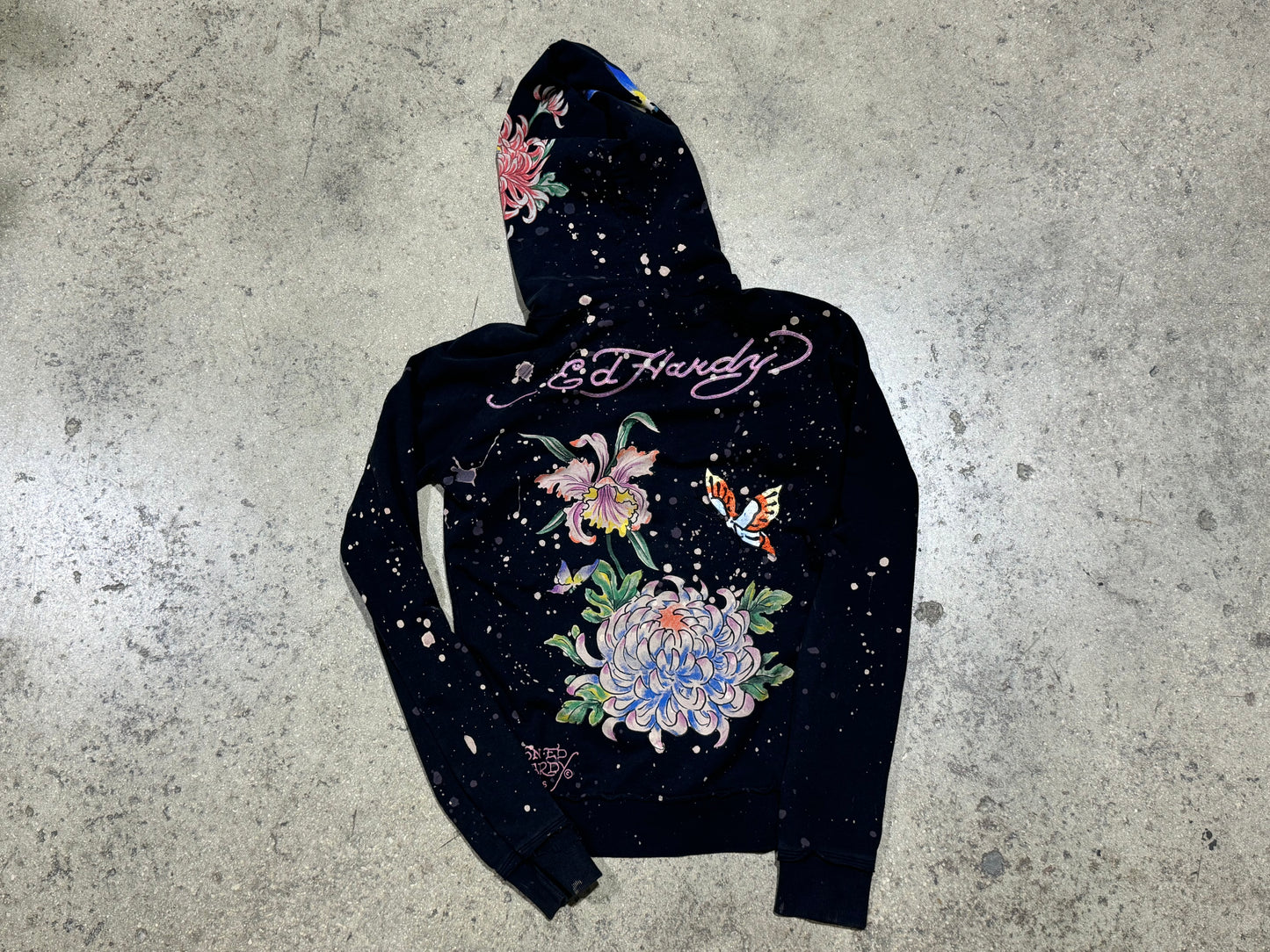 WMNS Ed Hardy Butterfly Hoodie - Black Size Small