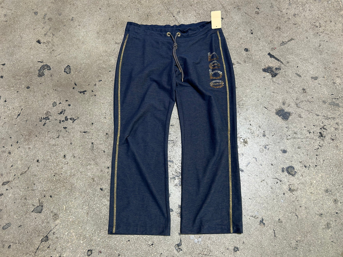 BEBE Rhinestone Spell out Sweatpants - Navy Size Large