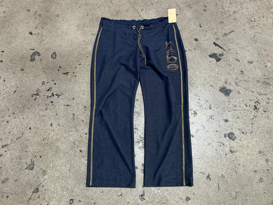 BEBE Rhinestone Spell out Sweatpants - Navy Size Large
