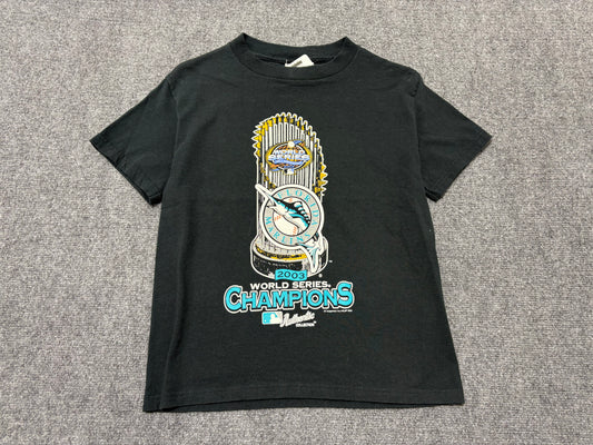 2003 Florida Marlins World Series Trophy Tee - Black Size Youth Medium