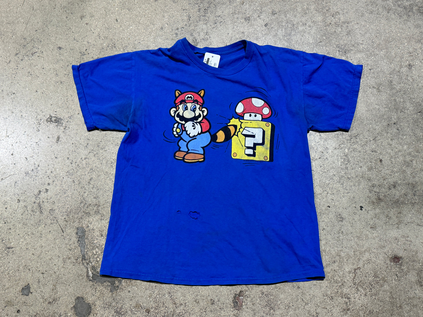 2002 Super Mario Tail Swipe Tee - Royal Blue Size Large