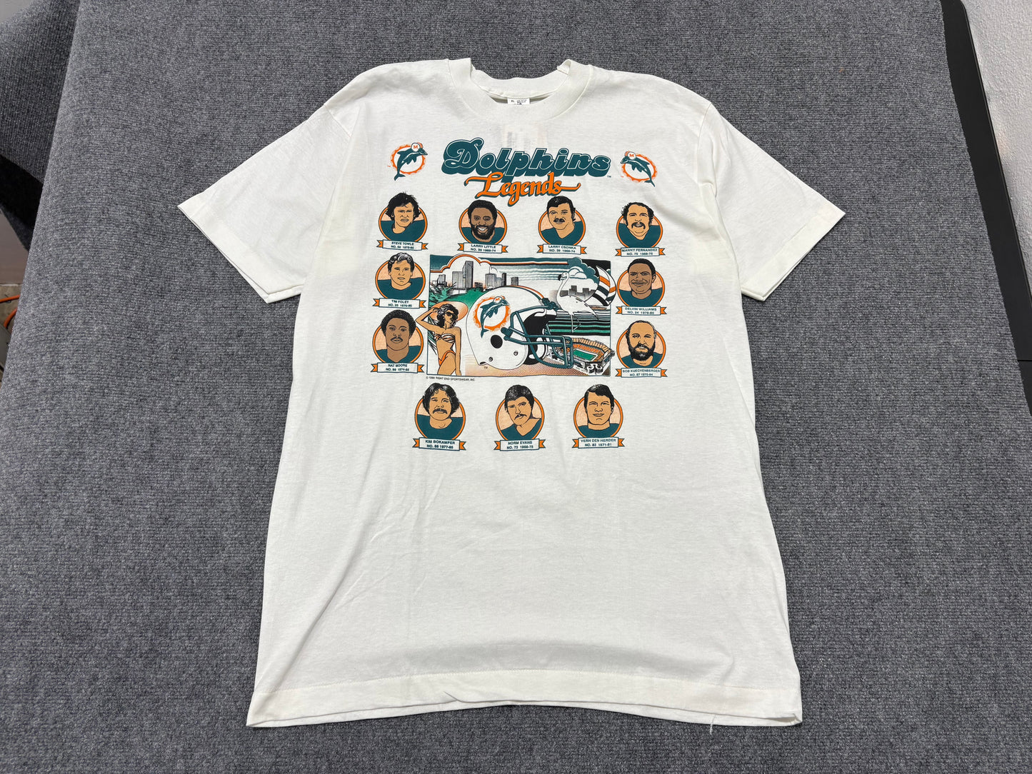 1990 Miami Dolphins Legends Tee - White Size XL