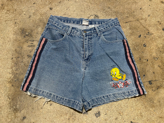 Womens Looney Tunes Tweety Bird Denim Shorts - Blue Size 9/10