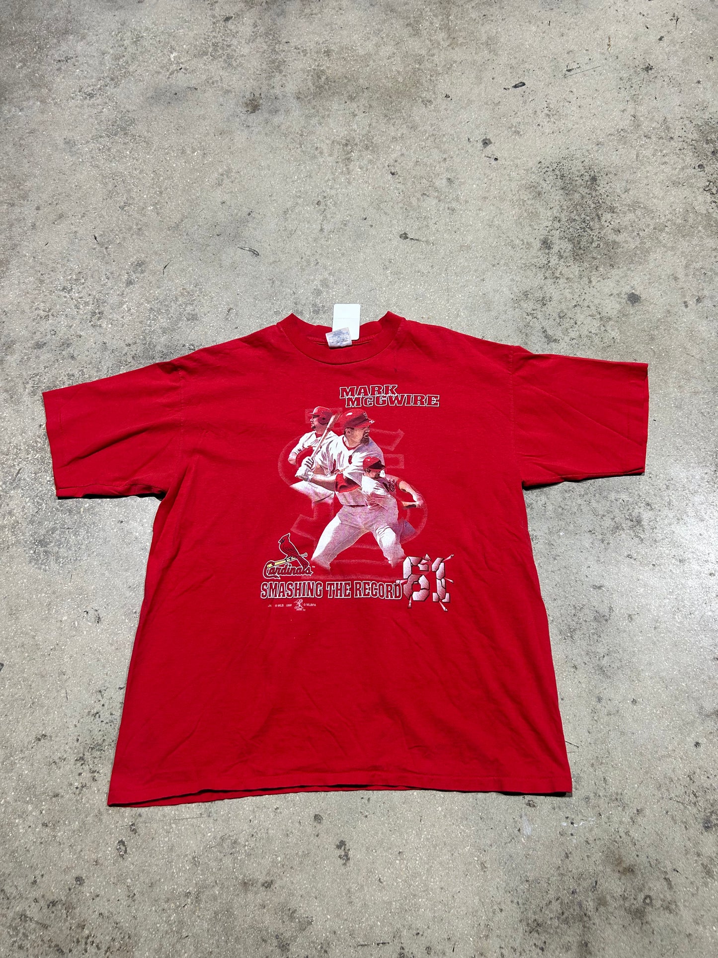 1998 MLB Smashing The Record Cardinals Mark McGwire Tee - Red Size XL