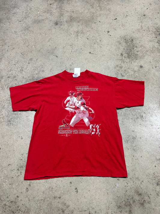 1998 MLB Smashing The Record Cardinals Mark McGwire Tee - Red Size XL