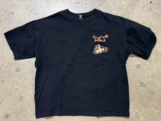 1996 Warner Bros. Wiley Coyote Pocket Tee - Black Size XL