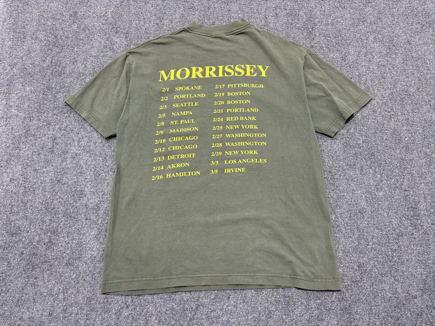 1999 Morrissey Tour Tee - Olive Size Medium