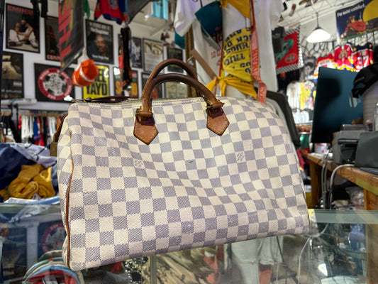 Louis Vuitton Speedy 30 Damier Azur Bag - White