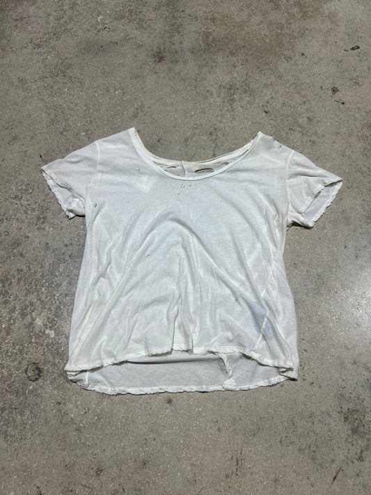 WMNS Thrashed Baby Tee - White Size Small