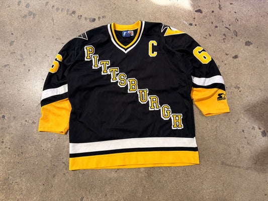 Starter Pittsburgh Penguins #66 Lemieux Hockey Jersey - Black Size XL