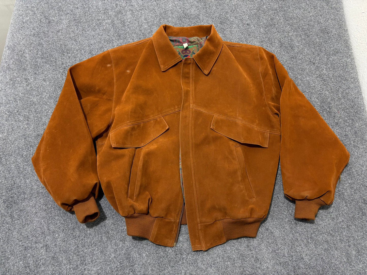 Alta Moda Suede Bomber Jacket - Burnt Orange Size Large