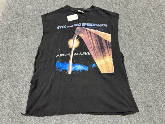 Cutoff Sleeveless 2000 Styx And Reo Speedwagon Arch Allies Tee - Black Size XL
