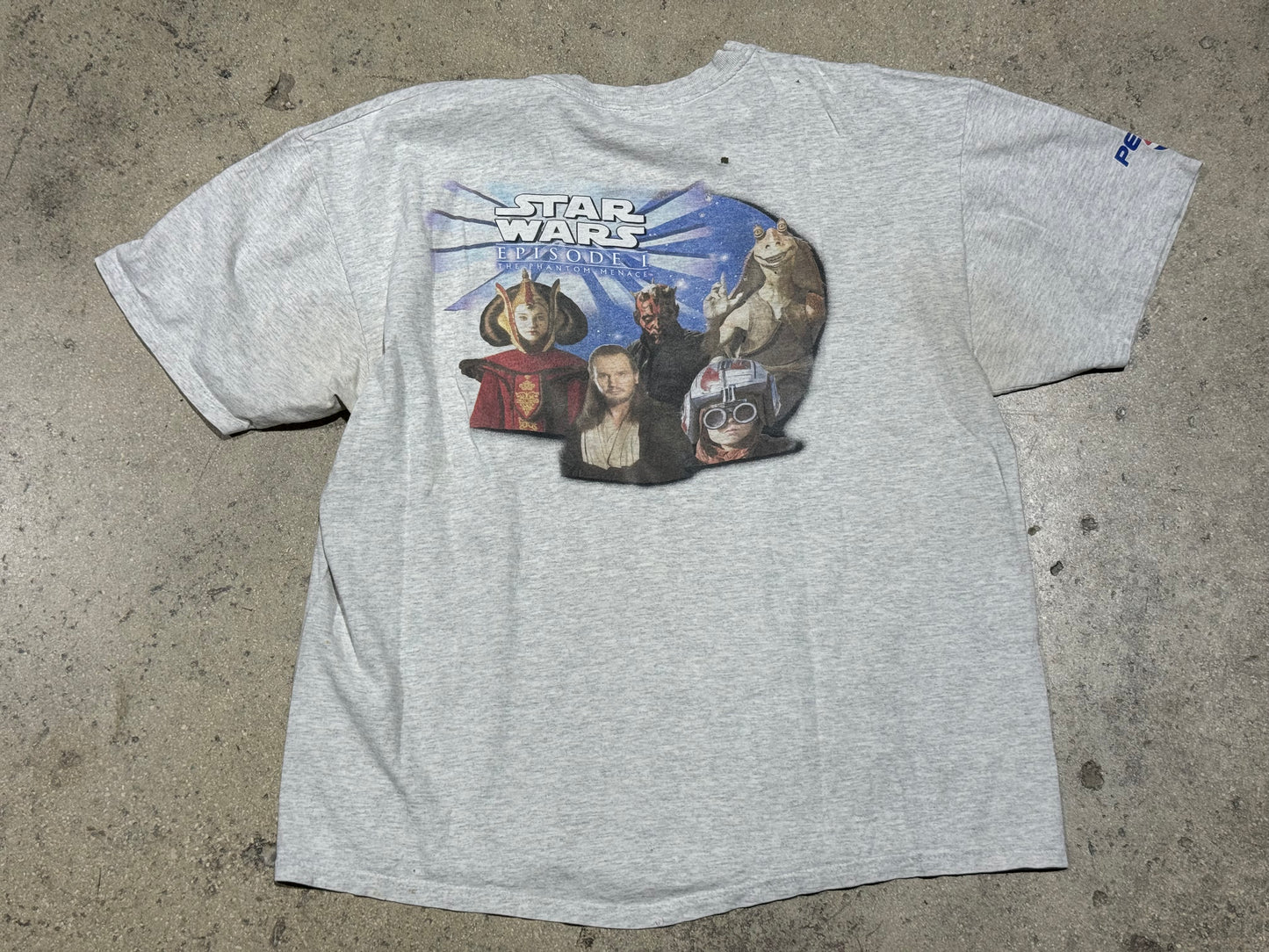 1999 Star Wars Episode 1 Pepsi Promo Tee - Ash Grey Size XL