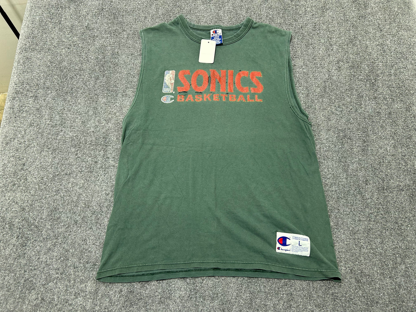 Champion Sonics Basketball Cut Off Tee - Green Size Large
