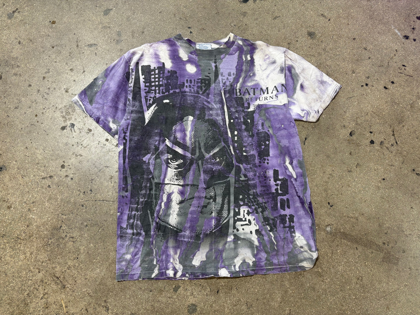 Batman Returns All Over Print Tee - Purple/White Size XL