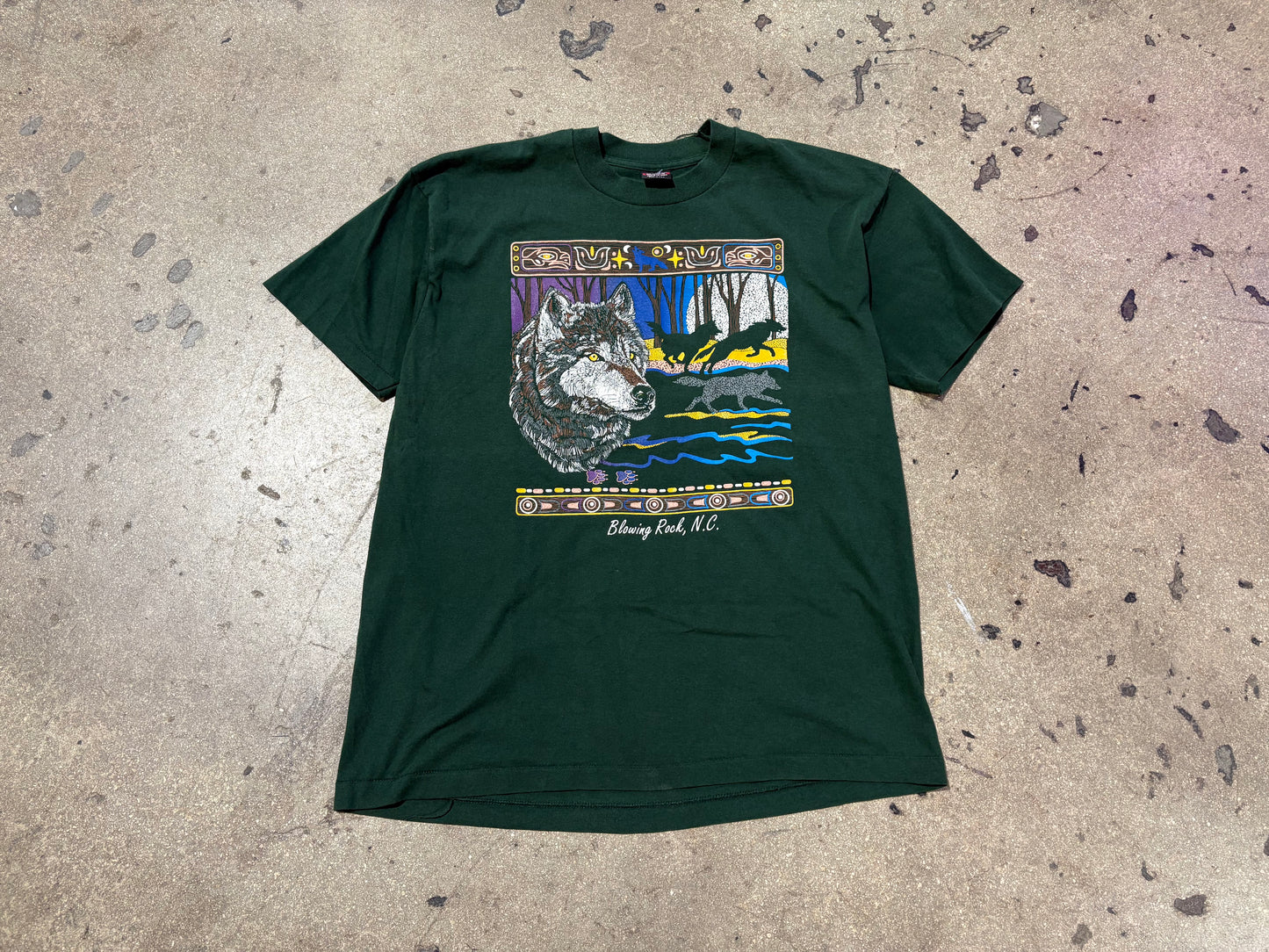 Wolf In The Forrest Tee - Green Size XL
