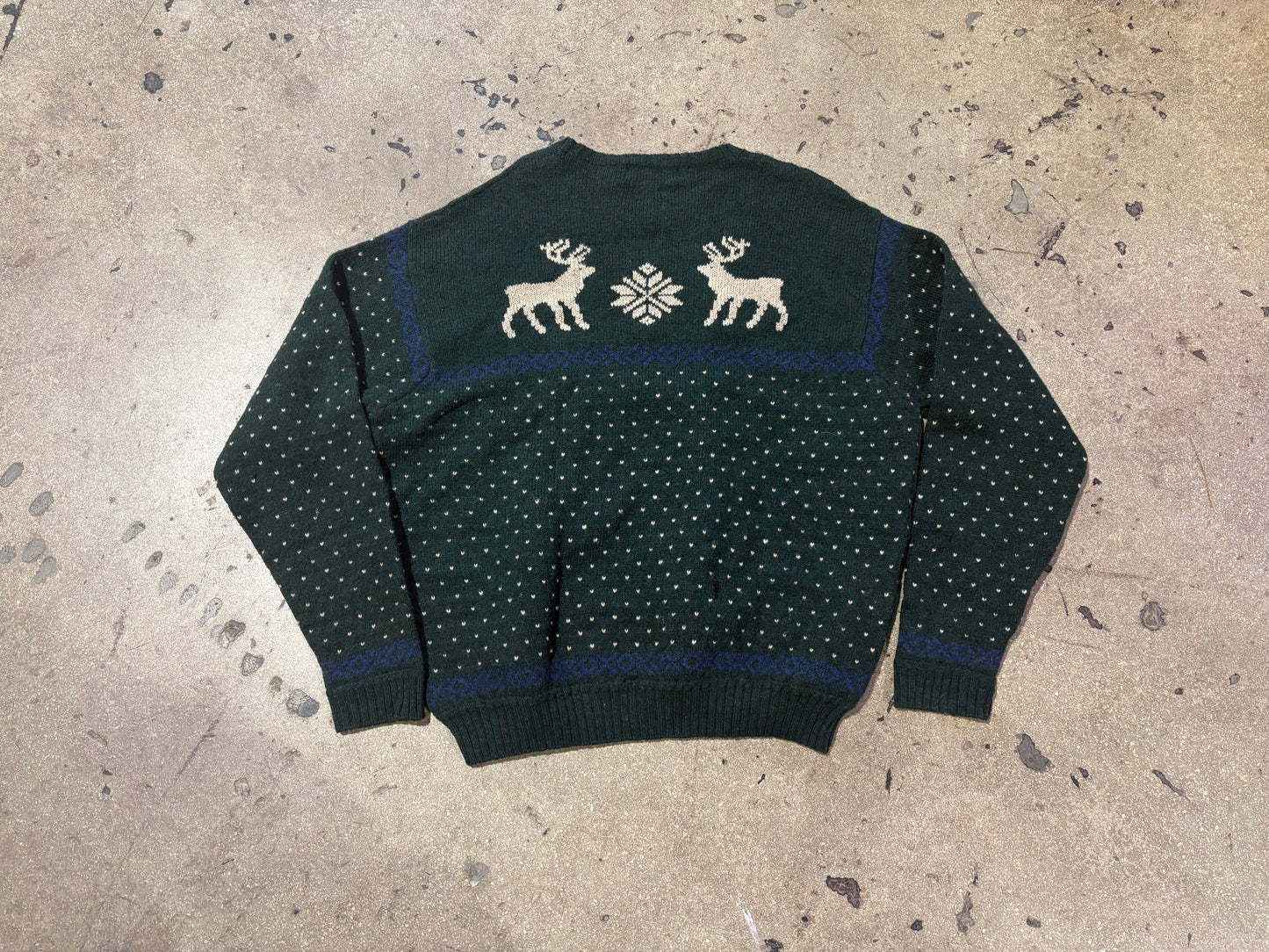 90s Polo Ralph Lauren Wool Double Reindeer Sweater - Green Size XXL